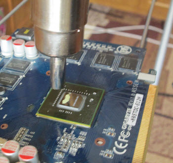 Прогреваем графический чип термофеном