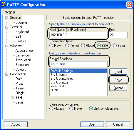 Подключение к серверу по SSH через Putty